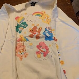 Care Bears White Sweatshirt with Colorful Cartoon Designs Ladies Size M